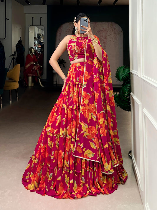 Party Wear Floral Printed Lehenga Choli