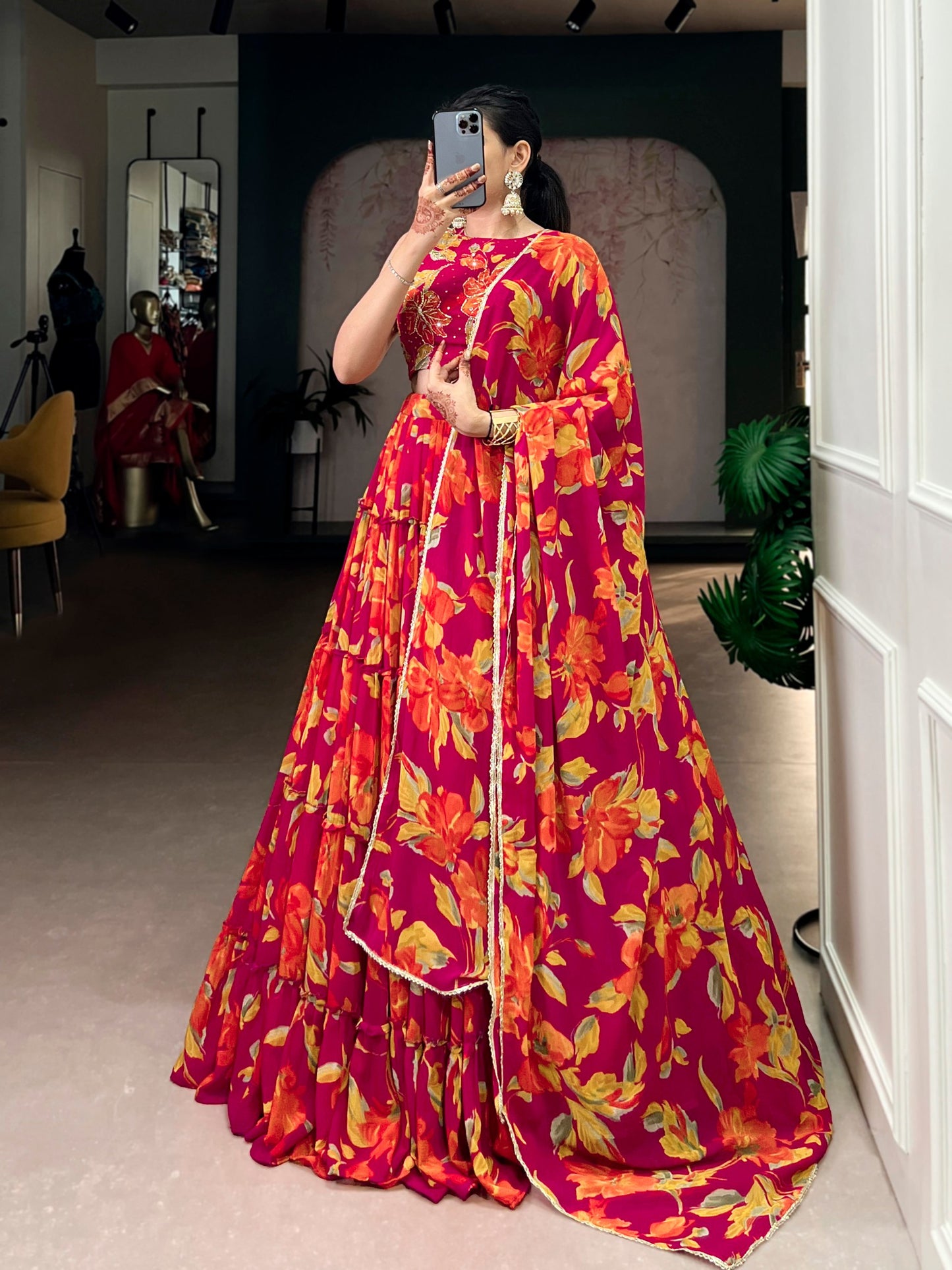 Party Wear Floral Printed Lehenga Choli