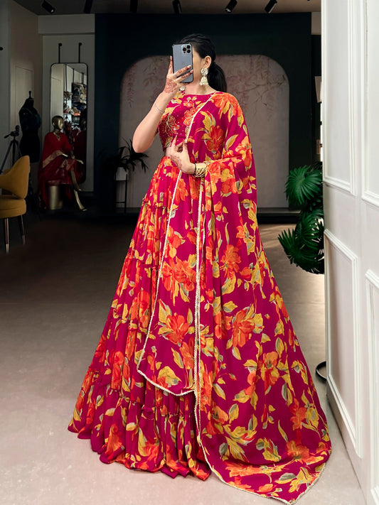 Party Wear Floral Printed Lehenga Choli