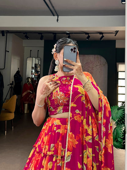 Party Wear Floral Printed Lehenga Choli