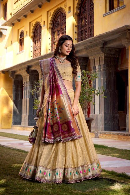 Zari Weaving Paithani  Lehenga Choli