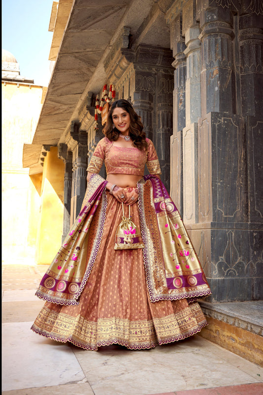 Zari Weaving Paithani  Lehenga Choli