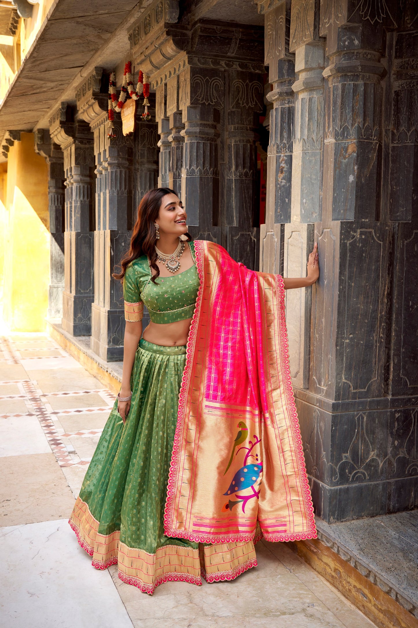 Zari Weaving Paithani  Lehenga Choli