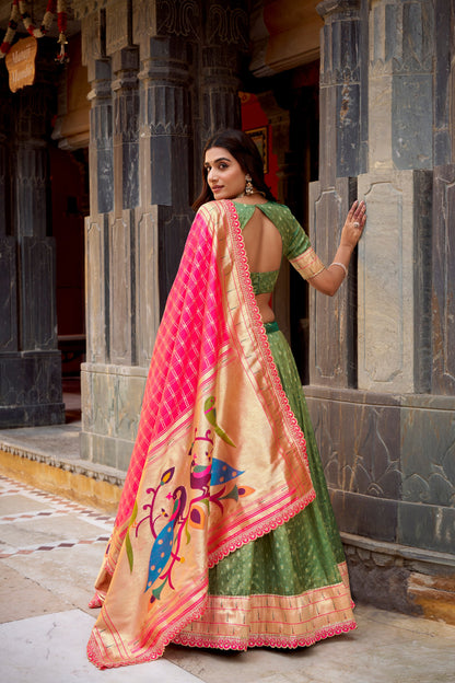 Zari Weaving Paithani  Lehenga Choli