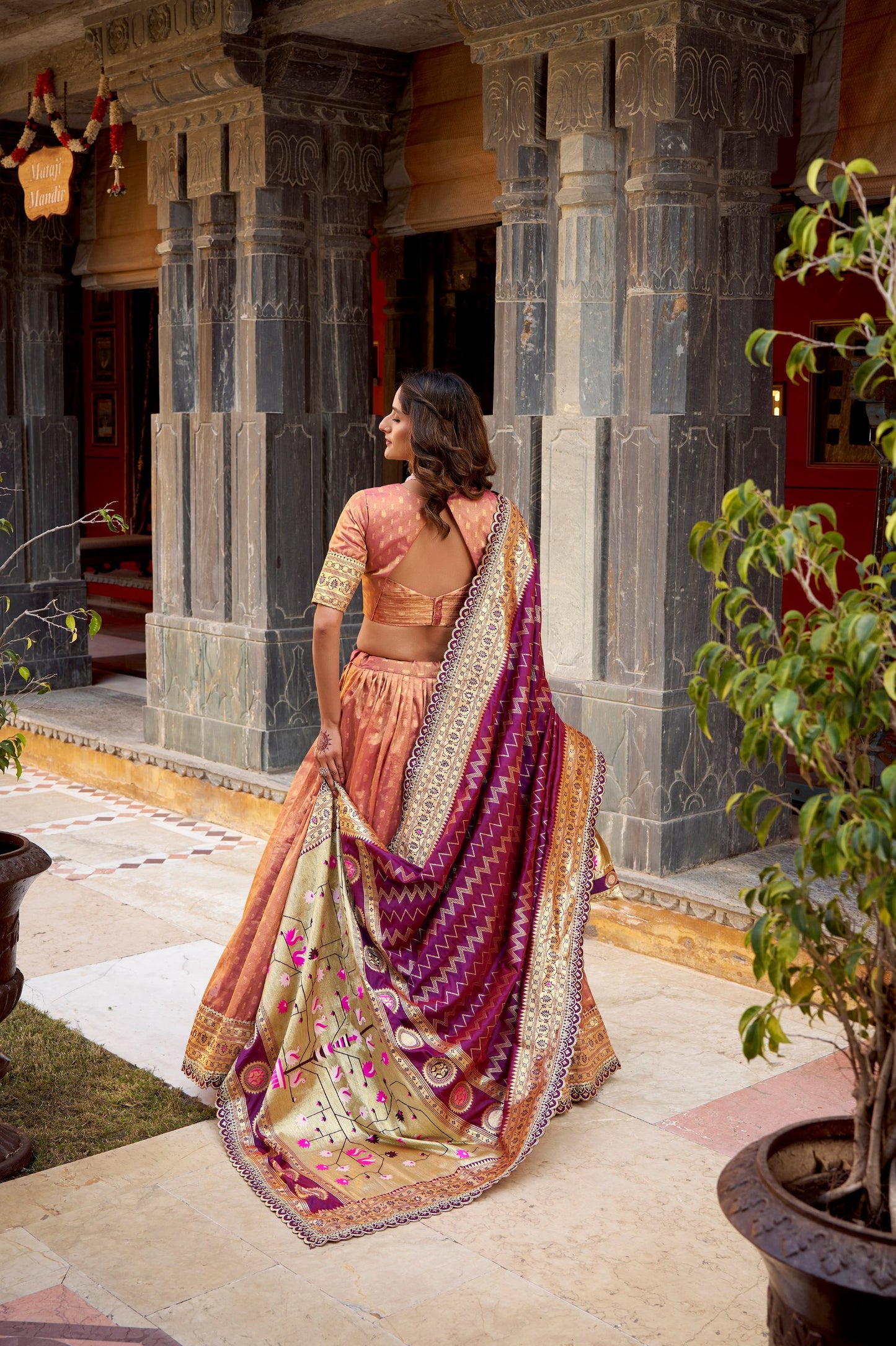Zari Weaving Paithani  Lehenga Choli