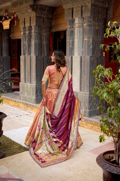 Zari Weaving Paithani  Lehenga Choli