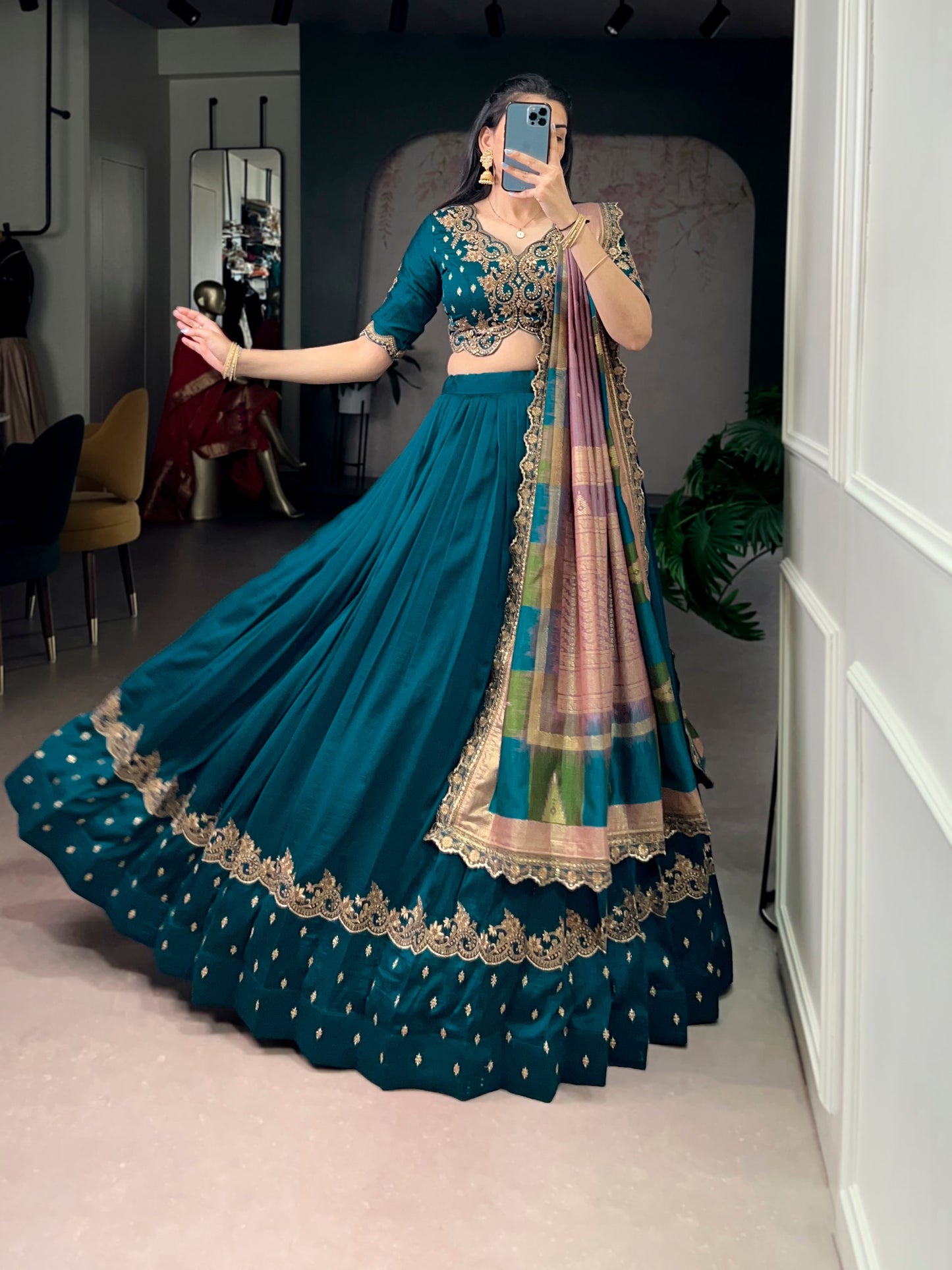 Vichitra silk Wedding Lehenga Choli