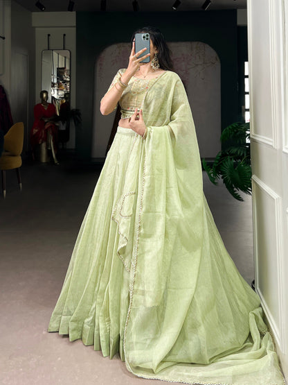 PISTA GREEN READY TO WEAR LEHENGA CHOLI