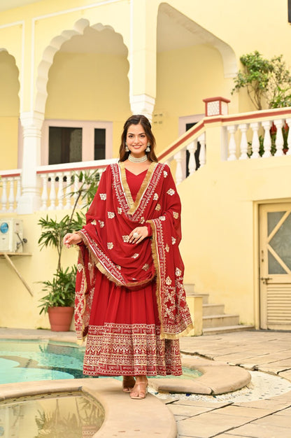 Red Anarkali Gown