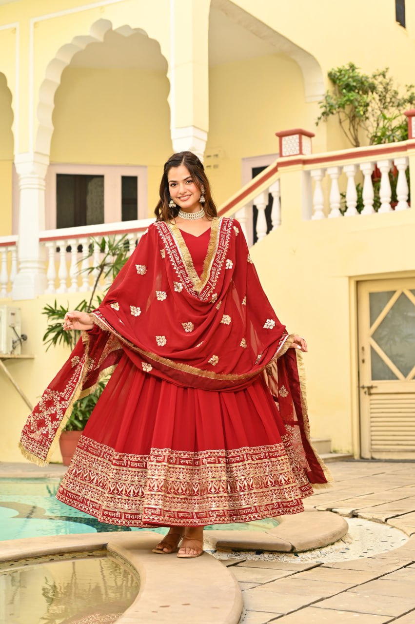 Red Anarkali Gown