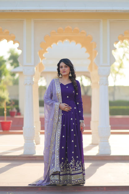 Star Georgette Violet Anarkali Gown