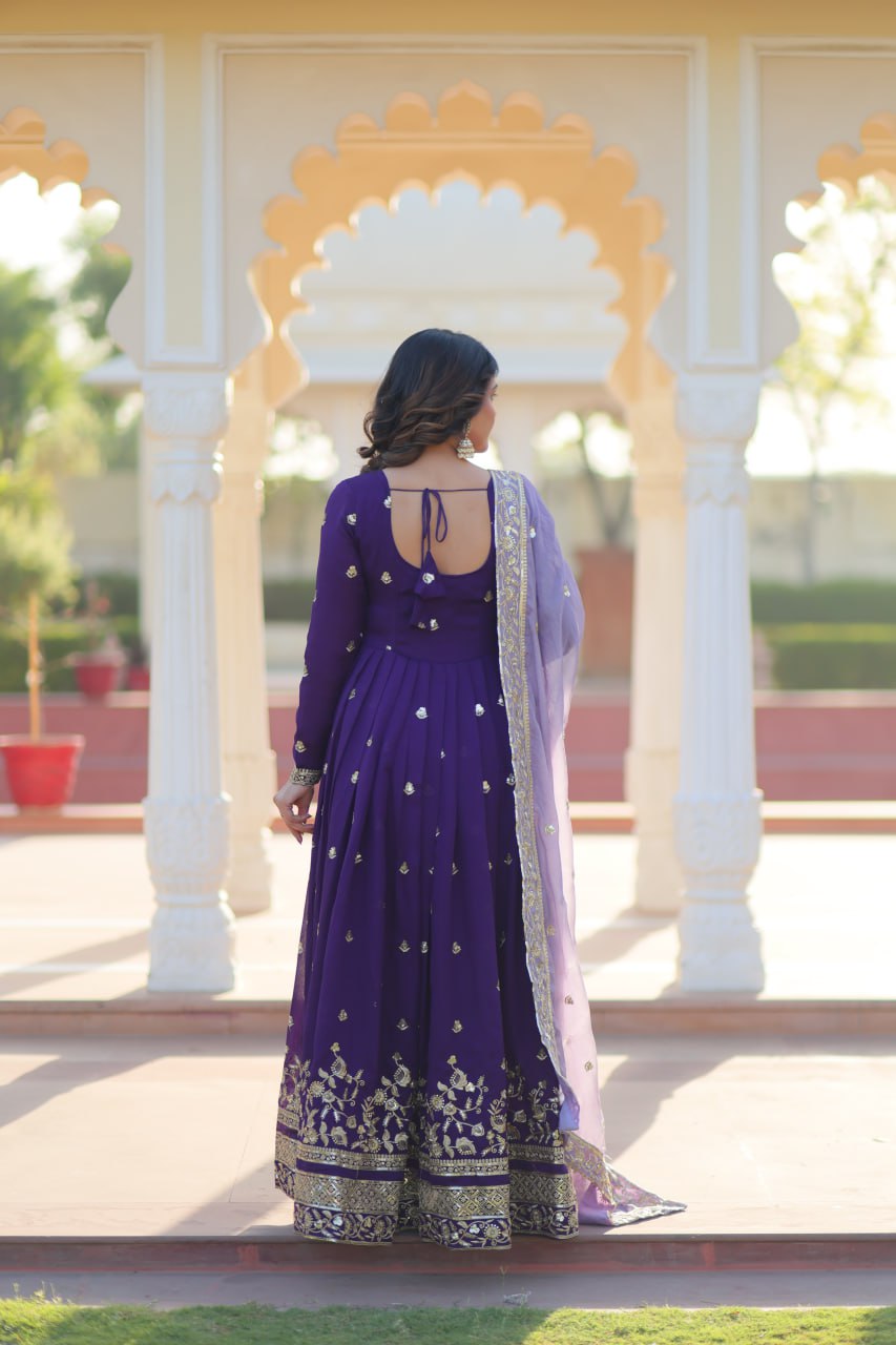 Star Georgette Violet Anarkali Gown