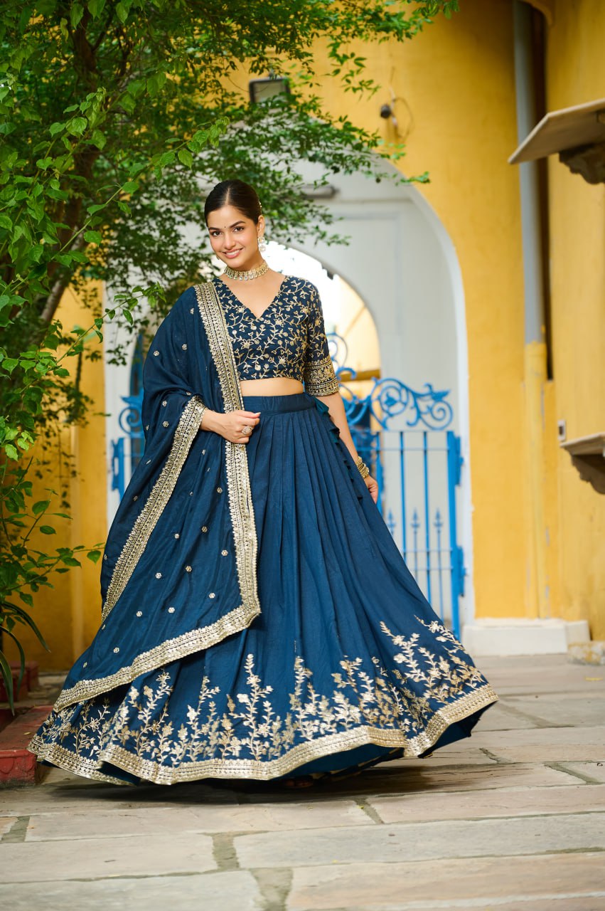 Vichitra Silk Embroidery work Designer Lehenga Choli
