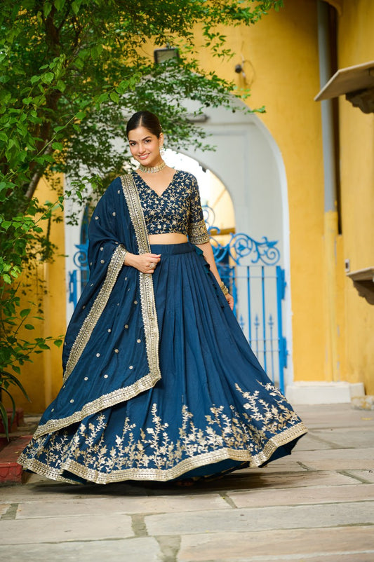 Vichitra Silk Embroidery work Designer Lehenga Choli