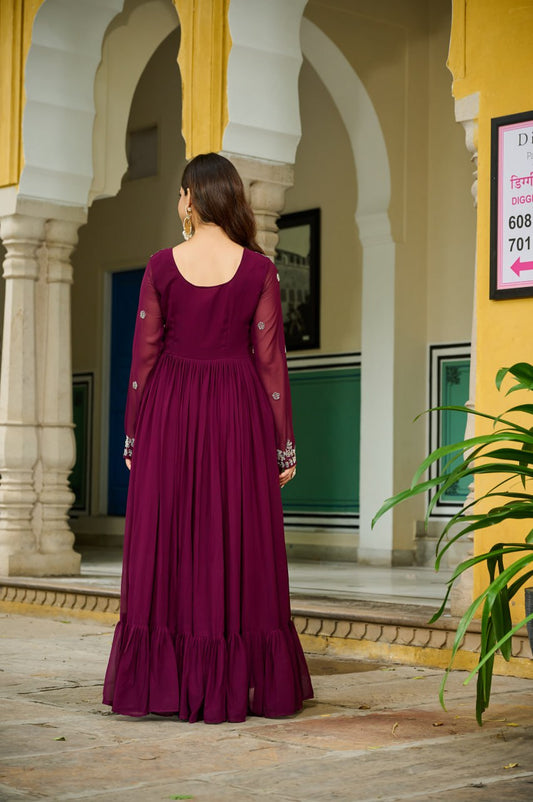 Wine Designer Anarkali Gown