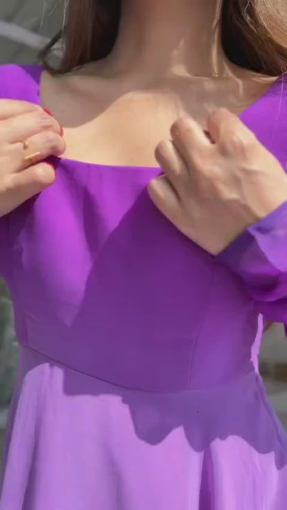 Purple Georgette Padding Anarkali Gown Pant with Dupatta